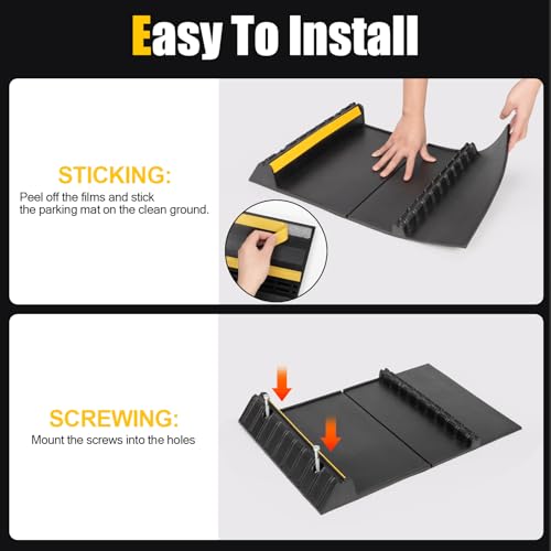 Rubber Garage Parking Mat 17.6 * 23.6 * 2.8" Heavy Duty Wheel Stoppers Anti