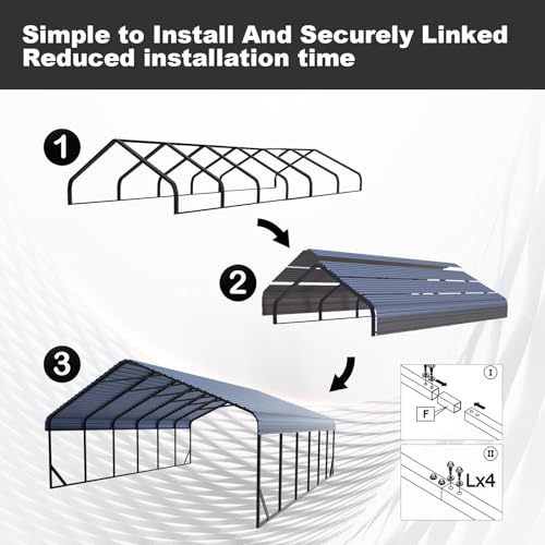 Heavy Duty 20x30 FT Metal Carport for 3 Cars