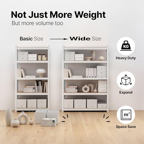 House 48.1" W Deep 5 Tier Heavy Duty Garage Shelving Adjustable Metal Rack Storage Shelves Standing Shelf Unit Organizers Industrial Warehouse Basement White 2Pack (2 Count)
