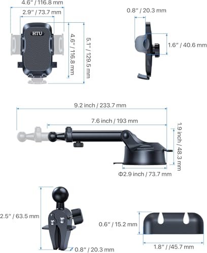 Car Phone Holderใ2026 Upgraded 100+LBS Suction & Safety Certใ Cell Phone Car Mount for Truck Heavy Duty Phone Holder for Dashboard