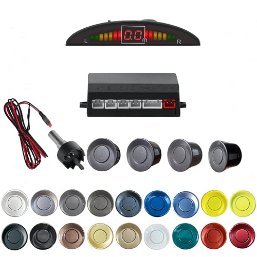 Parking Sensor Kit Backup Sensor Kit Reverse Sensor for Car 6 Color Options for Probes Adjustable Alarm Volume Professional Sensore de Reversa para Carro Safe Driving Assistant (Grey)