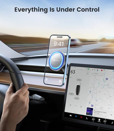 Tesla Phone Mount【Strongest Magnet Power】 Foldable Hidden Tesla Phone Holder Fit for All Phones