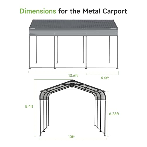 10 x 15 FT Vertical Stripe Galvanized Steel Roof Metal Carport