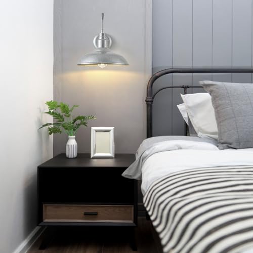 10in Outdoor Gooseneck Barn Light Silver Gray Exterior Barn Wall Sconce Farmhouse Style Outdoor Porch Wall Mount Light Brushed Silver Outside Gooseneck Lighting for Patio