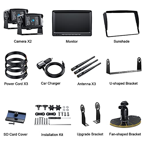HD 1080P 9" Wireless RV Dual Backup Camera System with Recording