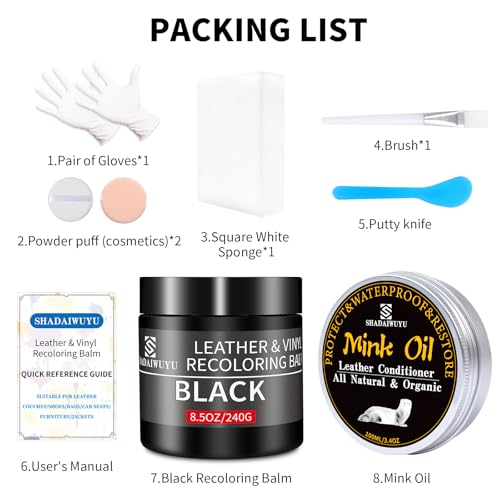 8.5oz Leather Recoloring Balm with 100ml Mink Oil