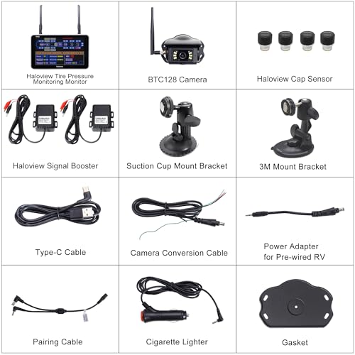 Byte Tango BT7 TPMS with 4 Sensors 1080P RV Wireless Backup Camera