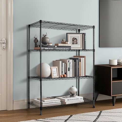 Heavy Duty Black 4 Tiers Steel 36x14x54 Wire Shelving NSF Certified. Adjustable Storage Rack for Kitchen