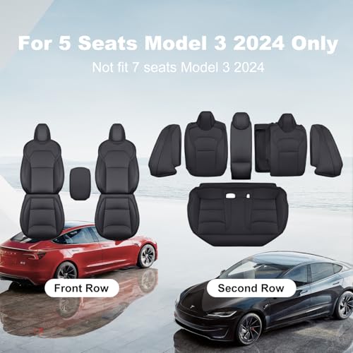 2024 2026 Tesla Model 3 Highland Upgraded Car Seat Covers Nappa Leather Car Interior Airbag Compatible Cushion Cover Full Set Custom Fit Model 3