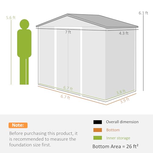 7' x 4' Outdoor Storage Shed Garden Tool Metal Shed Brown