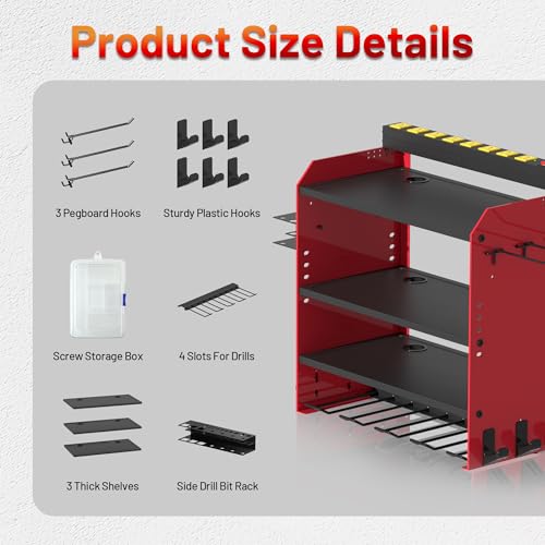 Power Tool Organizer Wall Mount with Charging Station