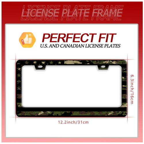 Camo American Flag License Plate Frame Stainless Steel US License Holder