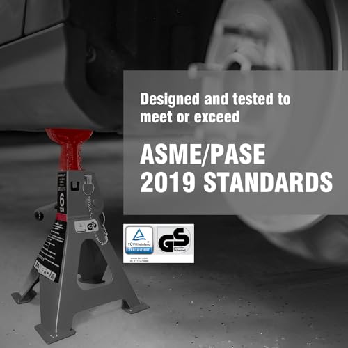 Car Jack Stands 6 Ton with Double Locking and Large Foot Base for Lifting Cars