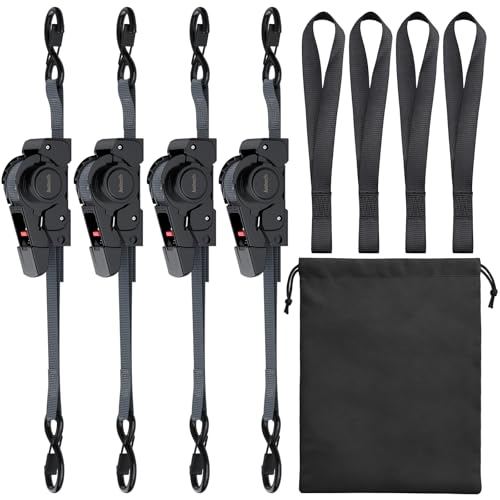 4 Pack Retractable Ratchet Straps (4 Count)