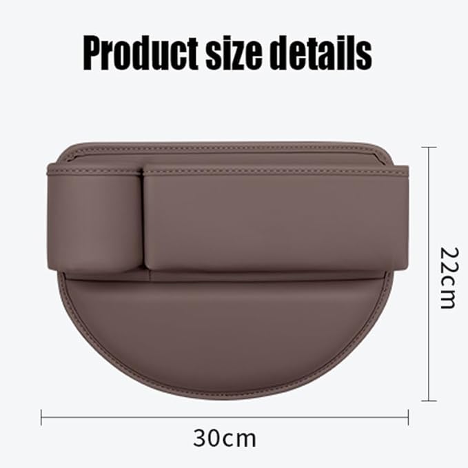 Car Seat Gap Filler Organizer for Tesla Model 3/Model S/Model X/Model Y 2013-2025, with Cup Holder Adjustable Car Seat Storage Box Leather Material,Brown-Driver's seat