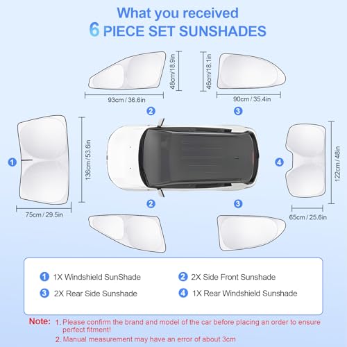 6pcs Car Window Shades for Toyota Camry 2018 (6 Count)