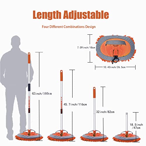 62" Car Wash Brush Mop Kit with Long Handle (2 Count)