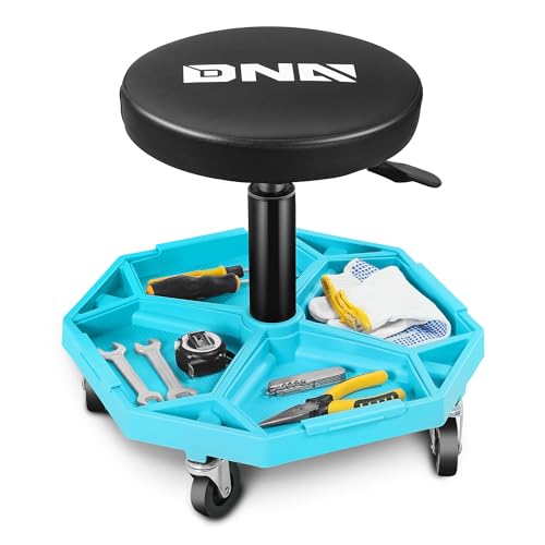 Adjustable Height Pneumatic Garage Seat Rolling Mechanic Stool with Tool Tray Storage