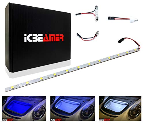 12" Color Changing from Blue to White 18 SMDs 5050 LED Light Strip for Fit Car Trunk Cargo Area Interior Ambient Illumination Decoration