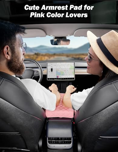 Pink Center Console Cover with Storage Bag for SUV Sedan
