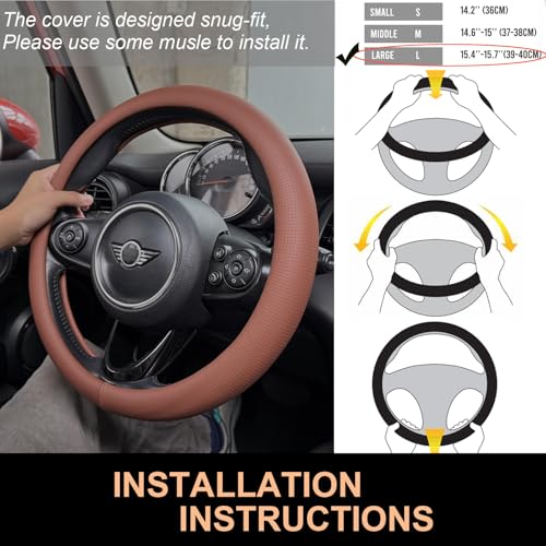 Large Size Nappa Leather Steering Wheel Cover 15.75In