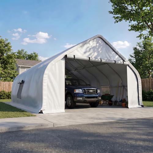 20x20 FT Curved Heavy Duty Carport Tent with Galvanized Steel