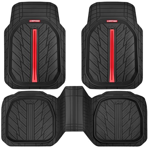 Tire Tread DeepDish Rubber Floor Mats for car Heavy Duty car mats All Weather (3 Count)
