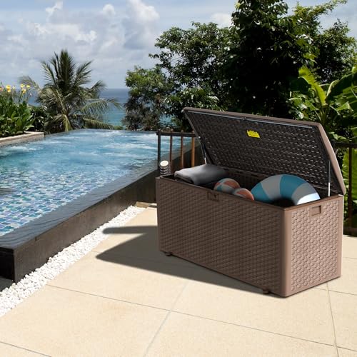 180 Pro Gallon Waterproof Outdoor Storage Bin Resin Deck Box for Patio