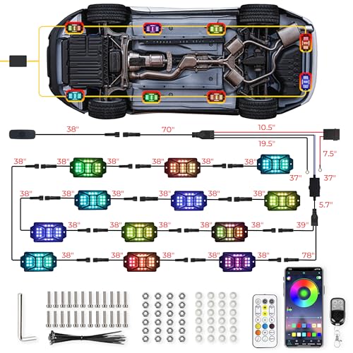 12 Pods 252 LEDs 5 Sides RGB Rock Lights for Truck (12 Count)