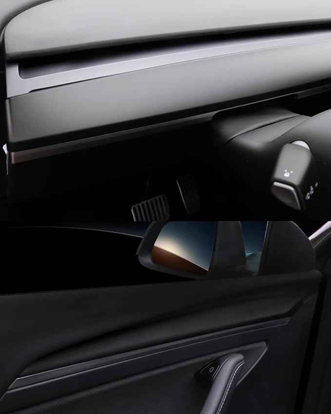 Matte Black Dashboard Cover and Front Door Cover Compatible with Tesla Model 3(2021-2023) and Model y(2019-2024 (Matte Black)