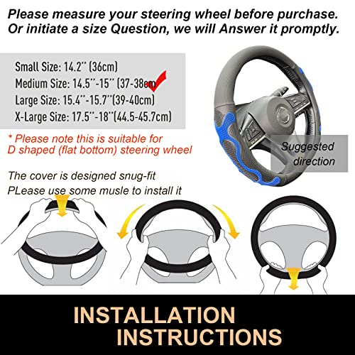 D Shaped Comfy Grip Steering Wheel Cover 14.5