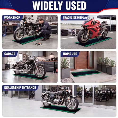 Motorcycle Mat Garage Floor Rug Washable Parking Mats for Garage Floors Non Slip Oil Absorbent Pad Rubber Backing Layer Protects Floor