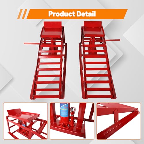 2 Pack 5T Low Profile Hydraulic Car Ramps
