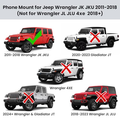 Metal Adjustable Phone Mount for Jeep Wrangler JK JKU 2011