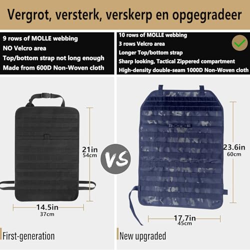 Universal Tactical Car Seat Back Organizer Bag Tactical Molle Vehicle Organizers Panel Vehicle Protector Organizers with 5 Detachable Pouches for Car Truck Ford Jeep