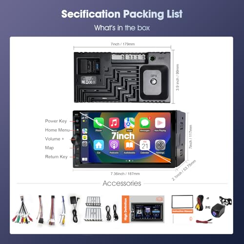 2 Din Car Radio with Wireless CarPlay & Android Auto