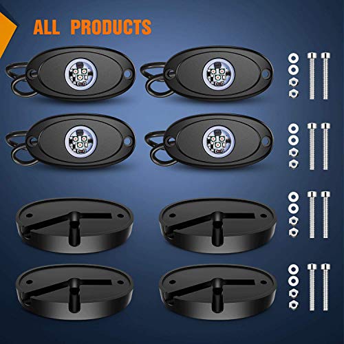 4PCS Red LED Rock Lights Underglow Wheel Well Pods (4 Count)