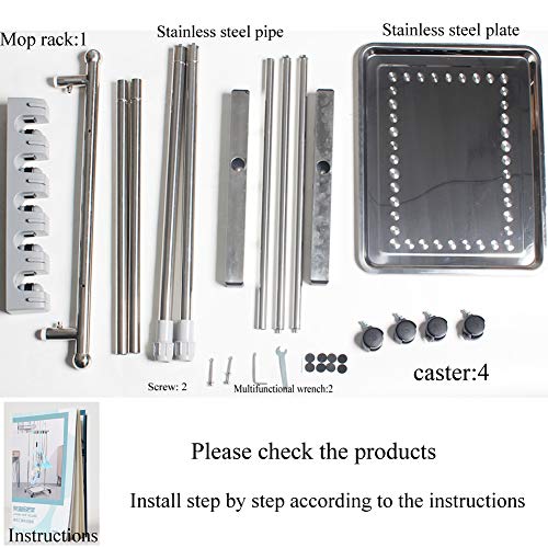 movable mop broom holder put wet mops floor standing cleaning tool rack stainless for schools