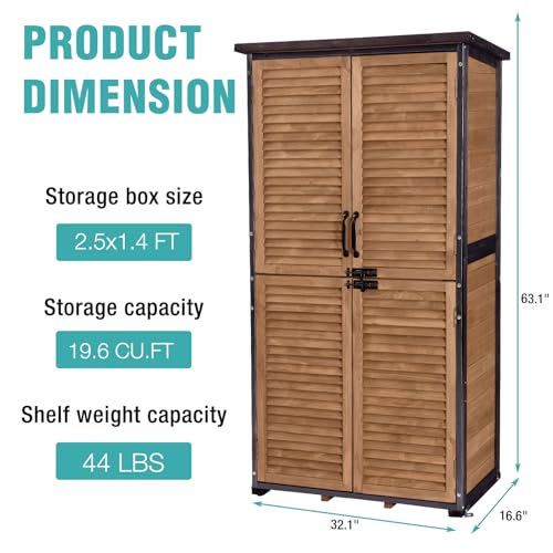 5FT Outdoor Storage Shed with 3