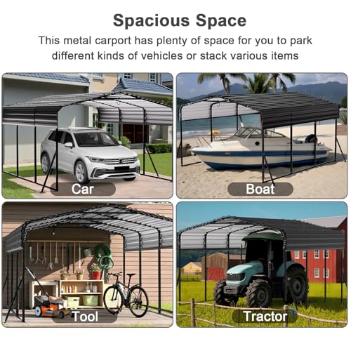 10x15 FT Metal Carport with Extra 4 Side Reinforcement Support Rods (693.09 Sq Ft)