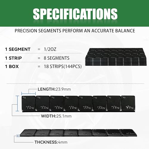 1 2 oz Stick On Wheel Weights 144pcs 72oz Low Profile Black