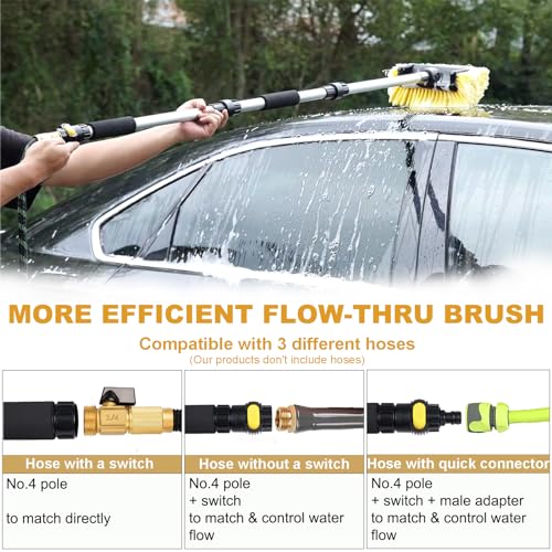 70" RV Wash Brush with Long Handle and 12" Soft Bristle Brush Head