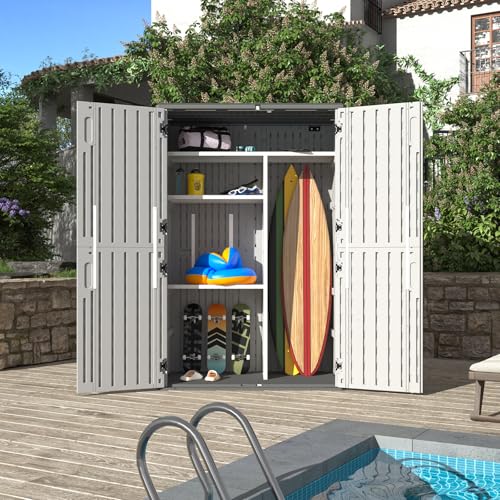 64 Cu.Ft Resin Storage Shed with Metal Shelving Kit & Floor