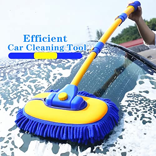 15°Curved Chenille Car Wash Brush Mop with Long Handle