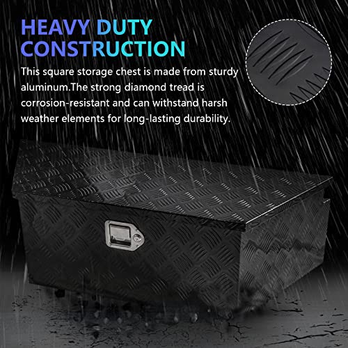 39" x 12" x 16.5" Trailer Tongue Tool Box Heavy Duty Aluminum Trailer Toolbox Organizer Truck Underbody Box with Latch and Keys Compatible with Pick Up Truck Bed RV Trailer ATV Black