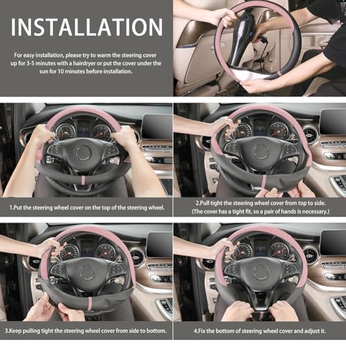 Breathable Car Steering Wheel Cover 16 inch Auto Universal Leather Wrap Non