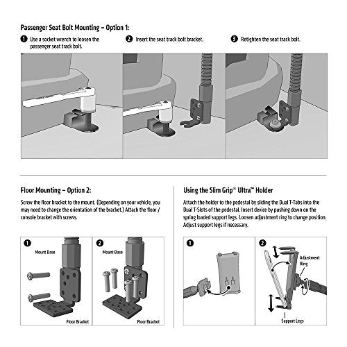 Heavy Duty Flexible 22“ Aluminum gooseneck ELD compliant car truck fleet floor seat bolt tablet mount for Apple iPad Air Pro Mini Microsoft Surface Pro