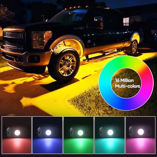 10 Pods LED Rock Lights for Trucks with APP (10 Count)