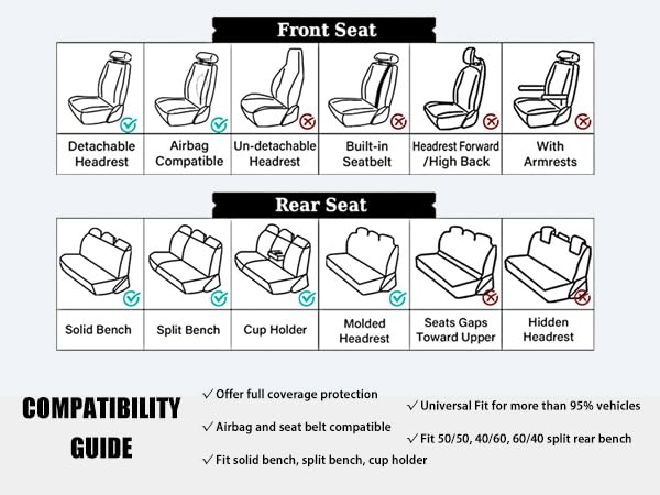 Nappa Faux Leather Car Seat Covers Full Set (5 Count)