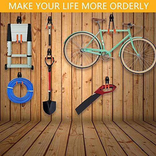 12pack Steel Garage Storage Utility Double Hooks Organizer Heavy Duty Wall Mount Tool Holder for Organizing Power Tools Ladders Bulk Items (12 Count)